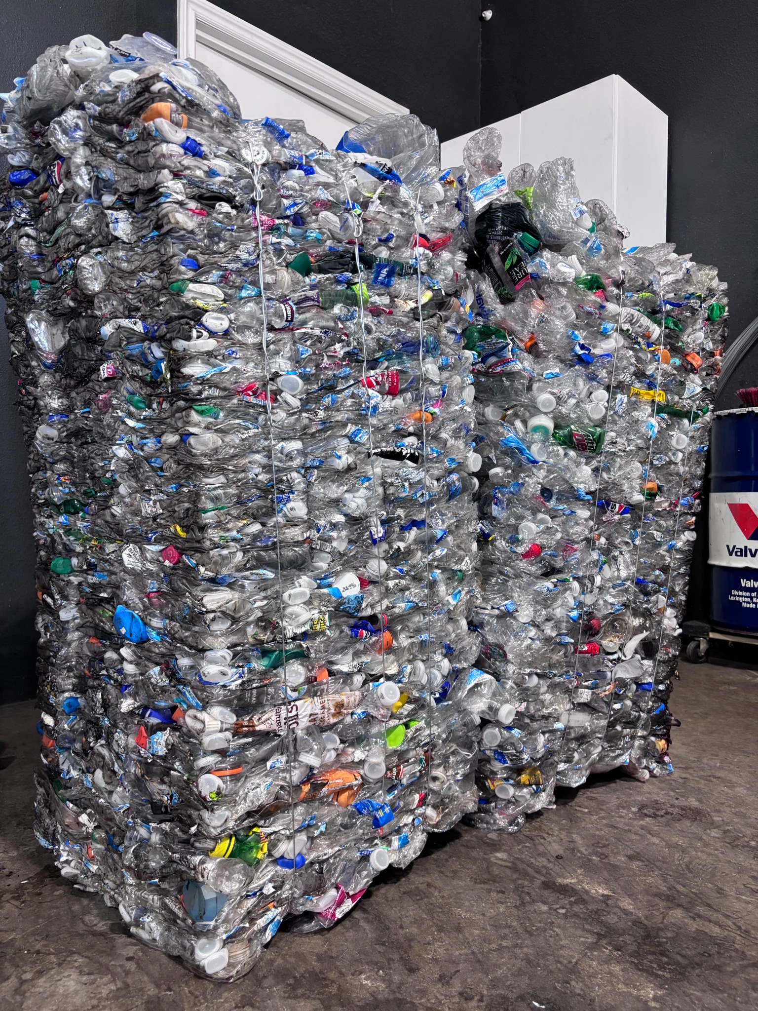 Baled CRV plastic prepared for recycling